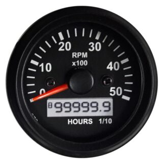 TACHOMETER 5000 RPM WITH LCD HOUR  52MM DIAMETER