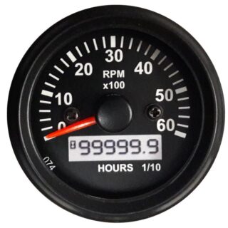 TACHOMETER 6000 RPM WITH LCD HOUR  52MM DIAMETER