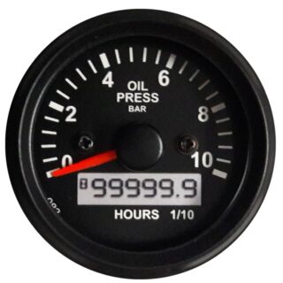 OIL PRESSURE GAUGE 0-10 BAR WITH HOUR METER