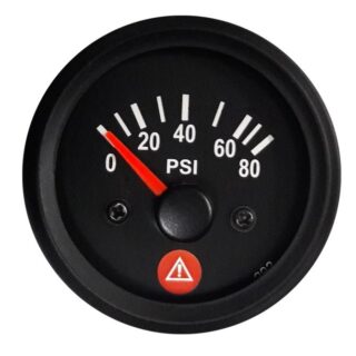 OIL PRESSURE GAUGE 0-80 PSI WITH WARNING