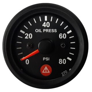 OIL PRESSURE GAUGE ELECTRONIC 0-80 PSI WITH WARNING